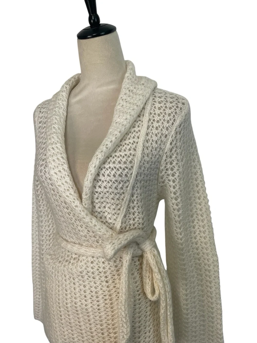 Banana Republic Mohair Blend  Open-Knit Wrap Sweater in Cream